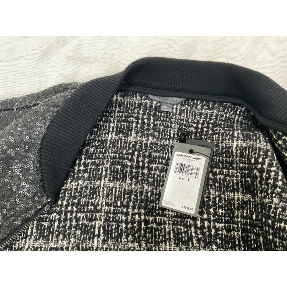 John Varvatos Limited Edition Sequin Bomber Jacket Black K3992W24-CMD24 Mens L